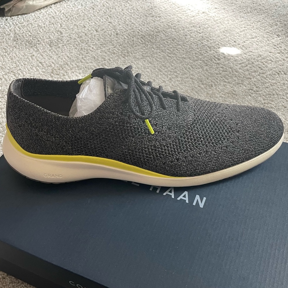 New Cole Haan Troy Black Knit Oxford Shoe